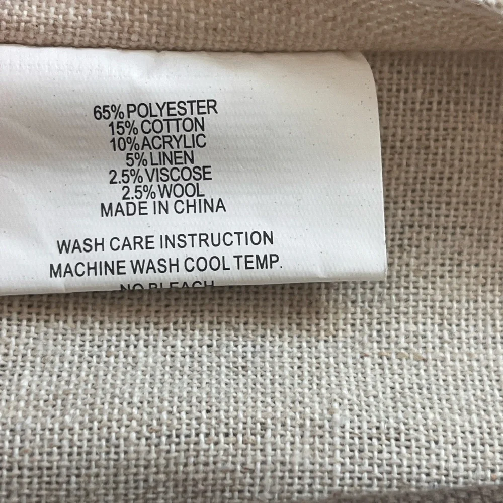 Linen Pillow Cover with Embroidered Brown Circular Patterns, 12” x 20”